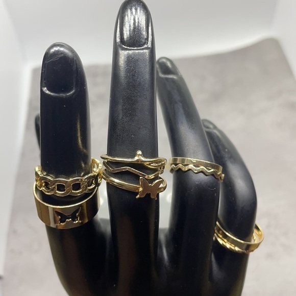 Whimsy Butterfly Band Gold Stackable Rings - Picture 9 of 10